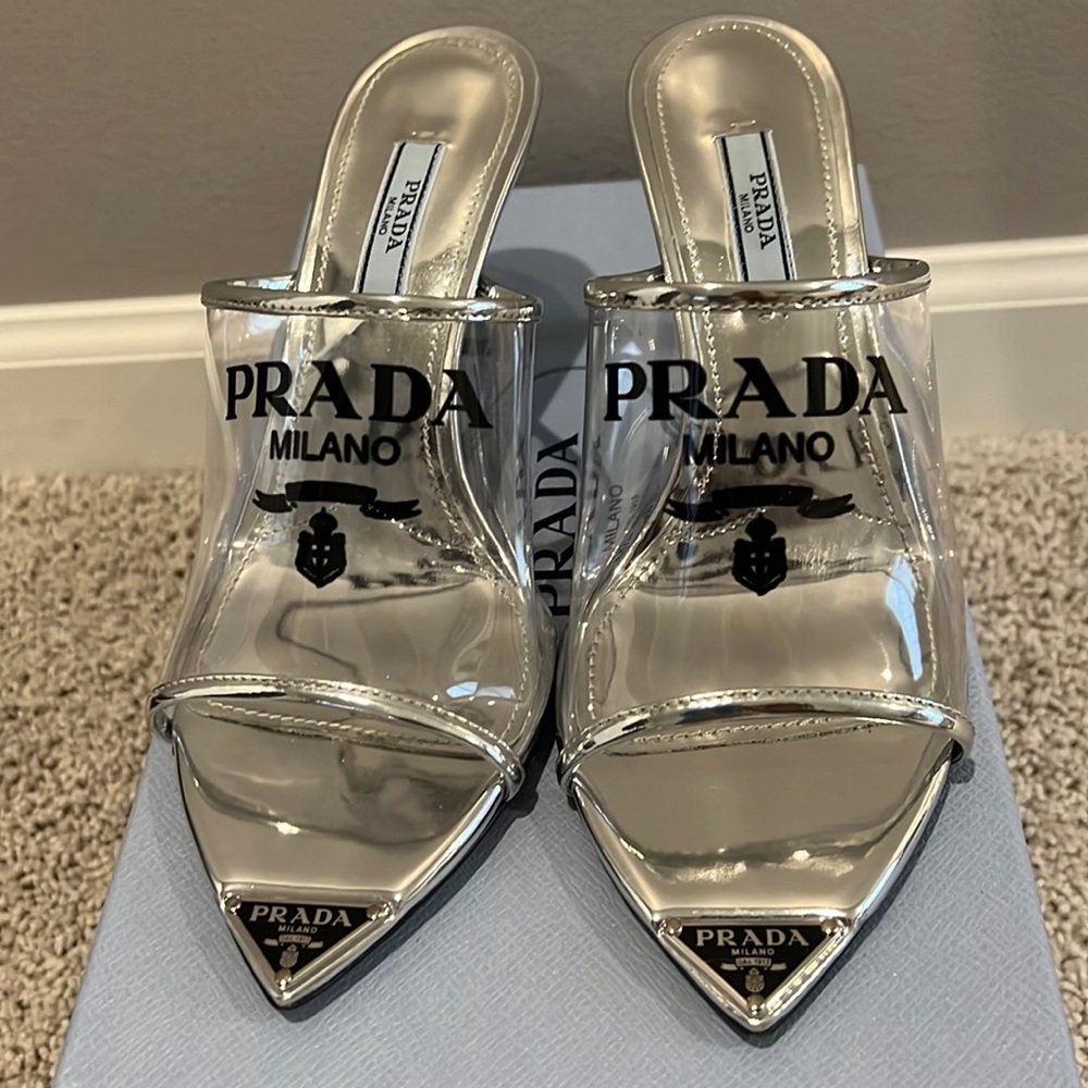 Prada Plexiglas high-heel slides size 36/6 comes with box dust bag